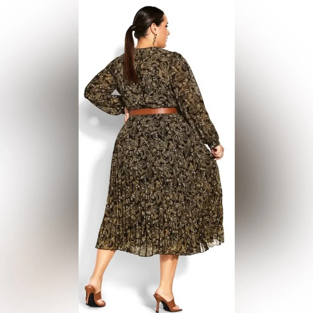 City Chic Black and Brown Paisley A-Line Skirt - Picture 3 of 10